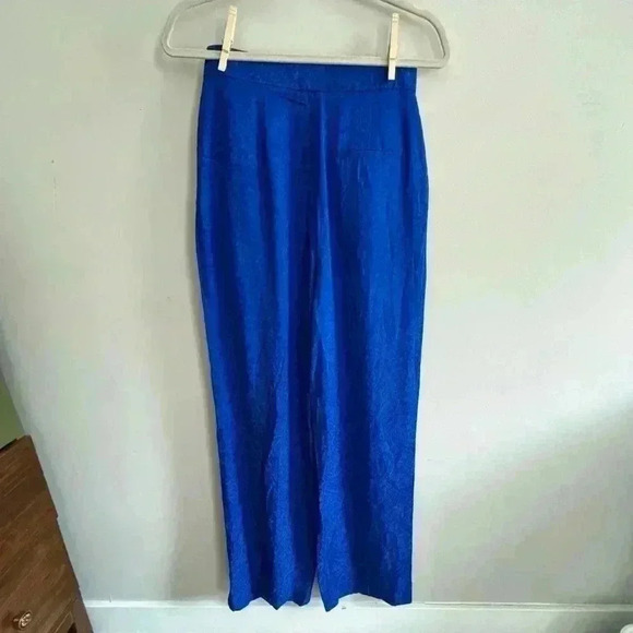 Zara Blue Jacquard Menswear Full Length Wide Leg Pants - Picture 9 of 10